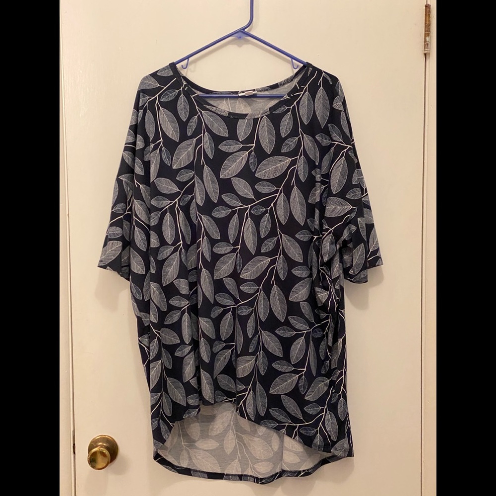 Lularoe Irma Navy White Leaves 3XL